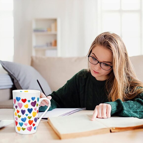 Heart Coffee Mug Heart Shaped Coffee Mugs Bone China Cute Coffee Mug Valentine's - Picture 2 of 6